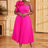 rose big flower one shoulder dress for women plus size pleated dress