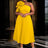 AOMEIDRESS 3D Flower One Shoulder Pleated Summer Cocktail Dress Yellow / S