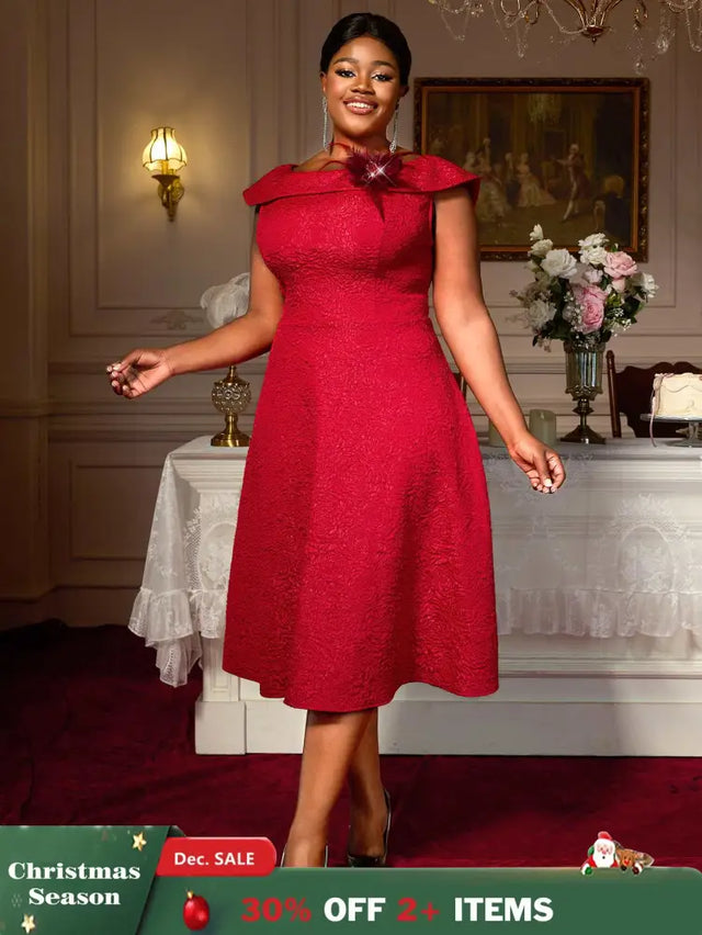 Perfect for mommy and me Easter dresses mothers day outfits and plus size 50s dresses this A line boat neck design flatters every curve with retro charm

