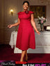 Perfect for mommy and me Easter dresses mothers day outfits and plus size 50s dresses this A line boat neck design flatters every curve with retro charm

