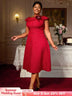Perfect for mommy and me Easter dresses mothers day outfits and plus size 50s dresses this A line boat neck design flatters every curve with retro charm

