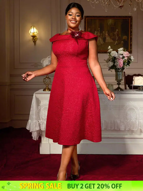 Perfect for mommy and me Easter dresses mothers day outfits and plus size 50s dresses this A line boat neck design flatters every curve with retro charm

