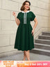 AOMEIDRESS 50s Swing Dress Peter Pan Collar A Line Vintage Style DarkGreen / S