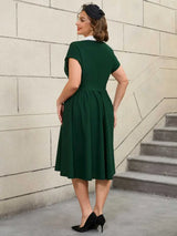 AOMEIDRESS 50s Swing Dress Peter Pan Collar A Line Vintage Style