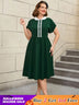 AOMEIDRESS 50s Swing Dress Peter Pan Collar A Line Vintage Style DarkGreen / S