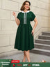 AOMEIDRESS 50s Swing Dress Peter Pan Collar A Line Vintage Style DarkGreen / S