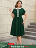 AOMEIDRESS 50s Swing Dress Peter Pan Collar A Line Vintage Style DarkGreen / S
