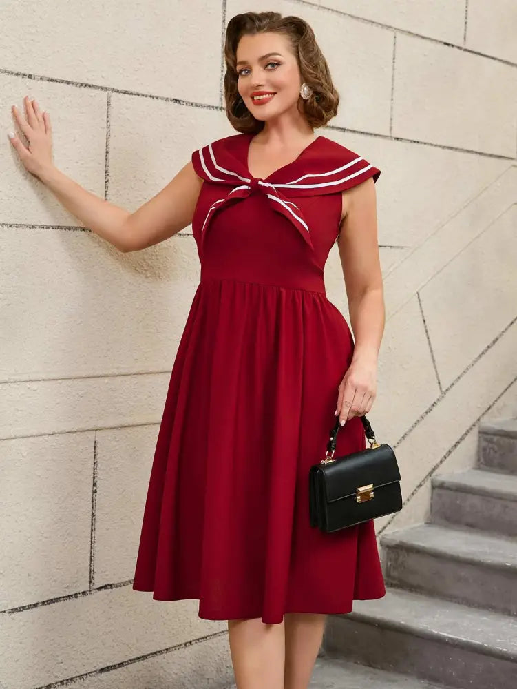 AOMEIDRESS 50s Swing Dress Sleeveless A Line College Style Dress