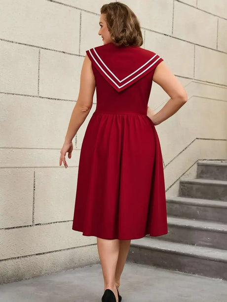 AOMEIDRESS 50s Swing Dress Sleeveless A Line College Style Dress