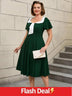 AOMEIDRESS 50s Swing Dress Turn Down Collar Short Sleeve A Line Dress