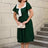 AOMEIDRESS 50s Swing Dress Turn Down Collar Short Sleeve A Line Dress DarkGreen / S