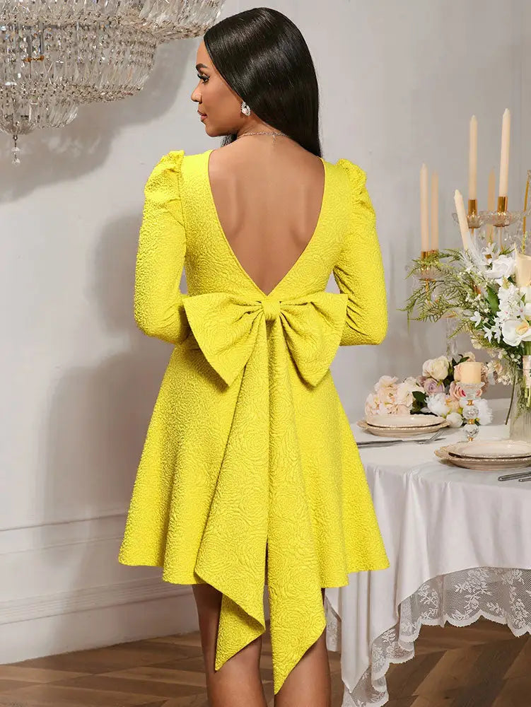 AOMEIDRESS A Line Backless Jacquard Dress Sweetheart Neck Party Gowns