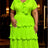 AOMEIDRESS A Line Chiffon Cake Dresses Short Sleeves Ruffle Layered - Green / S