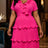 AOMEIDRESS A Line Chiffon Cake Dresses Short Sleeves Ruffle Layered - Rose / S