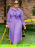 AOMEIDRESS A Line Chiffon Dress V Neck Puff Sleeve Ruffles Gowns New Lavender / L