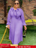 AOMEIDRESS A Line Chiffon Dress V Neck Puff Sleeve Ruffles Gowns New Lavender / L