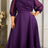 AOMEIDRESS A Line Chiffon Dresses O Neck Half Puff Sleeves 3D Flower - DeepPurple / L