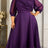 AOMEIDRESS A Line Chiffon Dresses O Neck Half Puff Sleeves 3D Flower - DeepPurple / L