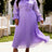AOMEIDRESS A Line Chiffon Plated Dress Ruffles Neck Puff Sleeve Gowns - Lavender / L