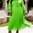 AOMEIDRESS A Line Chiffon Plated Dress Ruffles Neck Puff Sleeve Gowns - LightGreen / L
