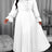 AOMEIDRESS A Line Chiffon Plated Dress Ruffles Neck Puff Sleeve Gowns - White / L