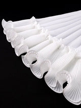 AOMEIDRESS A Line Chiffon Pleated Dress V Neck Ruffles Lantern Sleeve