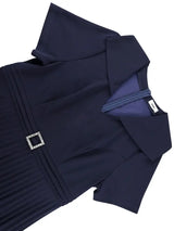 AOMEIDRESS A Line Church Dress V Neck Short Sleeve with Diamond Belt