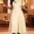 AOMEIDRESS A Line Dress Irregular Neck Sequin Collared Short Sleeves - champagne / S