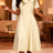 AOMEIDRESS A Line Dress Irregular Neck Sequin Collared Short Sleeves - champagne / S