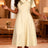 AOMEIDRESS A Line Dress Irregular Neck Sequin Collared Short Sleeves - champagne / S