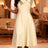 AOMEIDRESS A Line Dress Irregular Neck Sequin Collared Short Sleeves - champagne / S