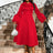 AOMEIDRESS A Line Dress Lantern Sleeves Turn Down Collar Party Gowens Red / L