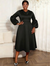 AOMEIDRESS A Line Dress Lantern Sleeves Turn Down Collar Party Gowens