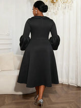 AOMEIDRESS A Line Dress Lantern Sleeves Turn Down Collar Party Gowens