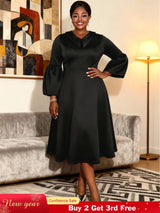 AOMEIDRESS A Line Dress Lantern Sleeves Turn Down Collar Party Gowens