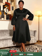 AOMEIDRESS A Line Dress Lantern Sleeves Turn Down Collar Party Gowens