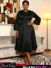 AOMEIDRESS A Line Dress Lantern Sleeves Turn Down Collar Party Gowens