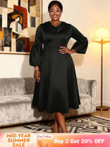 AOMEIDRESS A Line Dress Lantern Sleeves Turn Down Collar Party Gowens