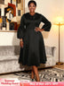 AOMEIDRESS A Line Dress Lantern Sleeves Turn Down Collar Party Gowens