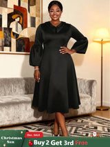 AOMEIDRESS A Line Dress Lantern Sleeves Turn Down Collar Party Gowens