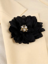 AOMEIDRESS A Line Dress Notched Lapel Short Puff Sleeves 3D Flowers