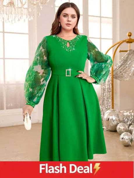 printed mesh patchwork sleeve dress