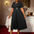 AOMEIDRESS A Line Dress Patchwork Lace Pleated Turn Down Collar Party - Black / L