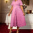 AOMEIDRESS A Line Dress Patchwork Lace Pleated Turn Down Collar Party - Pink / L