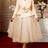 AOMEIDRESS A Line Dress Peplum 3D Flower Patchwork Mesh Party Outfit - Apricot / L