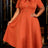 AOMEIDRESS A Line Dresses Big Bow Collar Short Sleeve Button Church - BrickRed / S