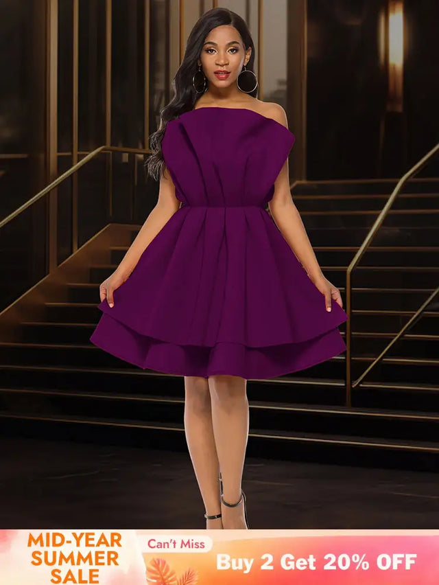 AOMEIDRESS A Line Gown for Women Formal summer Wedding Guest Dress DarkPurple / S
