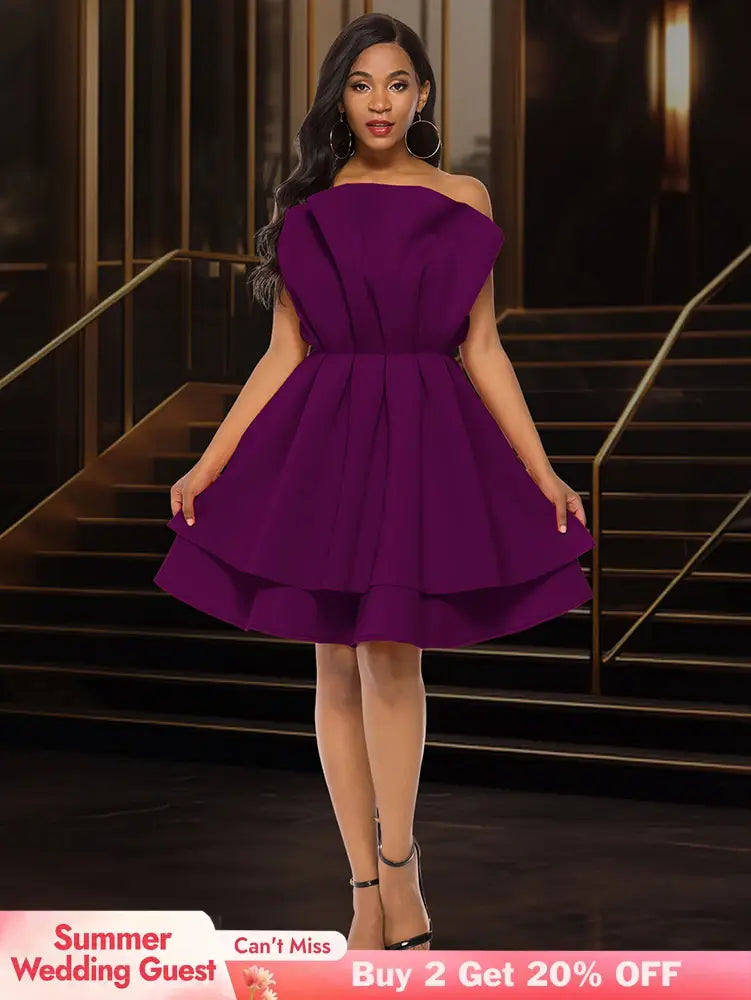 AOMEIDRESS A Line Gown for Women Formal summer Wedding Guest Dress DarkPurple / S