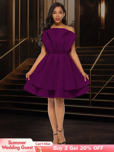 AOMEIDRESS A Line Gown for Women Formal summer Wedding Guest Dress DarkPurple / S
