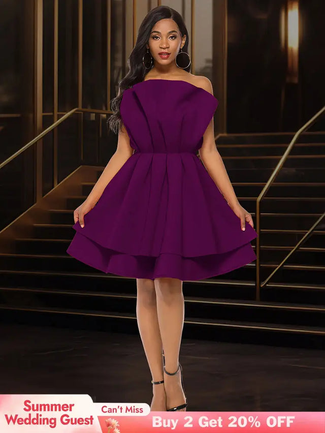 AOMEIDRESS A Line Gown for Women Formal summer Wedding Guest Dress DarkPurple / S
